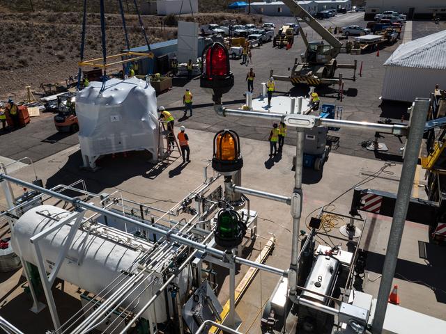 NASA image: Propulsion Qualification Module Installed at White Sands Test Fa