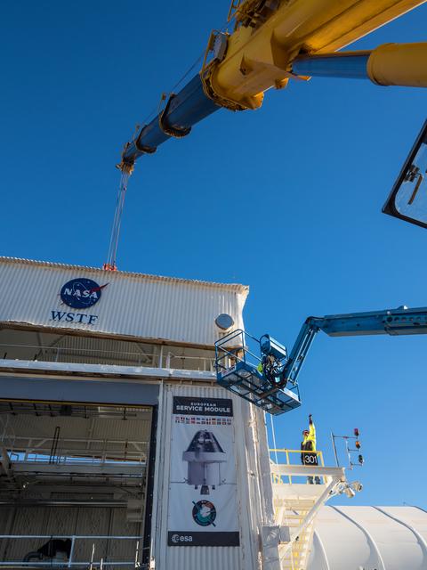 NASA image: Propulsion Qualification Module Installed at White Sands Test Fa