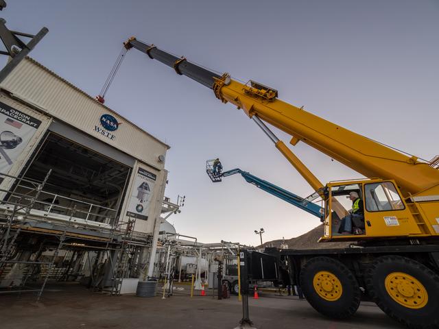 NASA image: Propulsion Qualification Module Installed at White Sands Test Fa