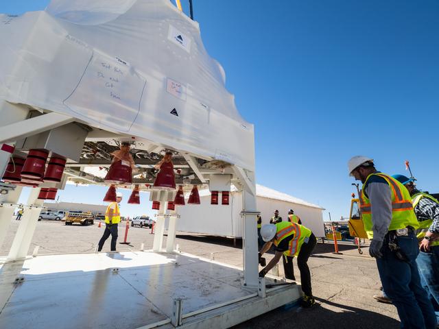 NASA image: Propulsion Qualification Module Installed at White Sands Test Fa