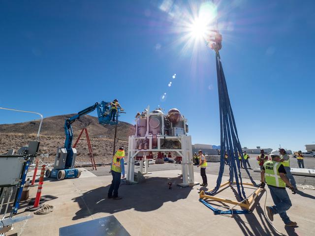 NASA image: Propulsion Qualification Module Installed at White Sands Test Fa