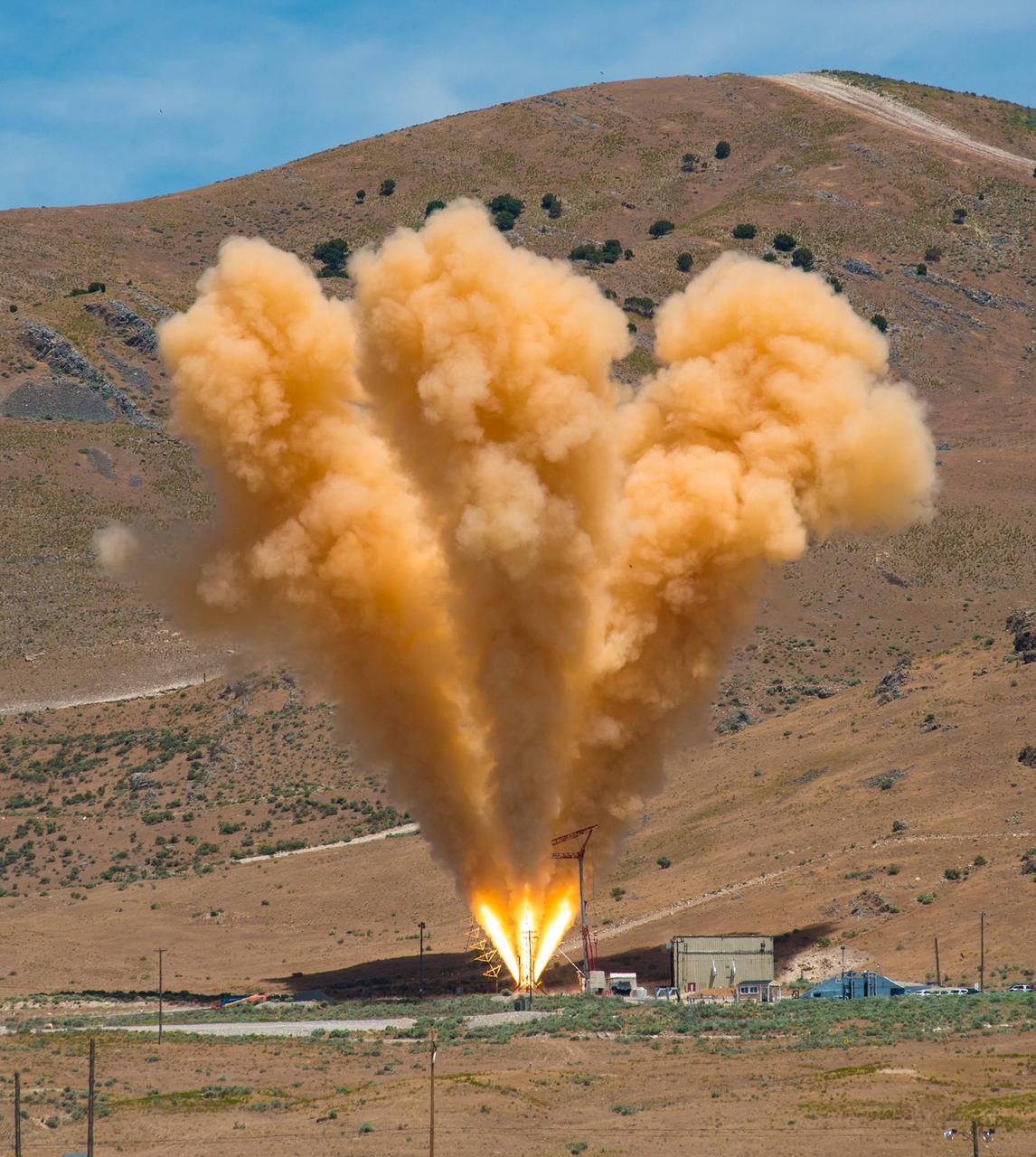 The abort motor for Orion’s launch abort system fired for five seconds in a test at the Promontory, Utah facility of manufacturer Orbital ATK on June 15, 2017. Part of Batch images transfer from Flickr.