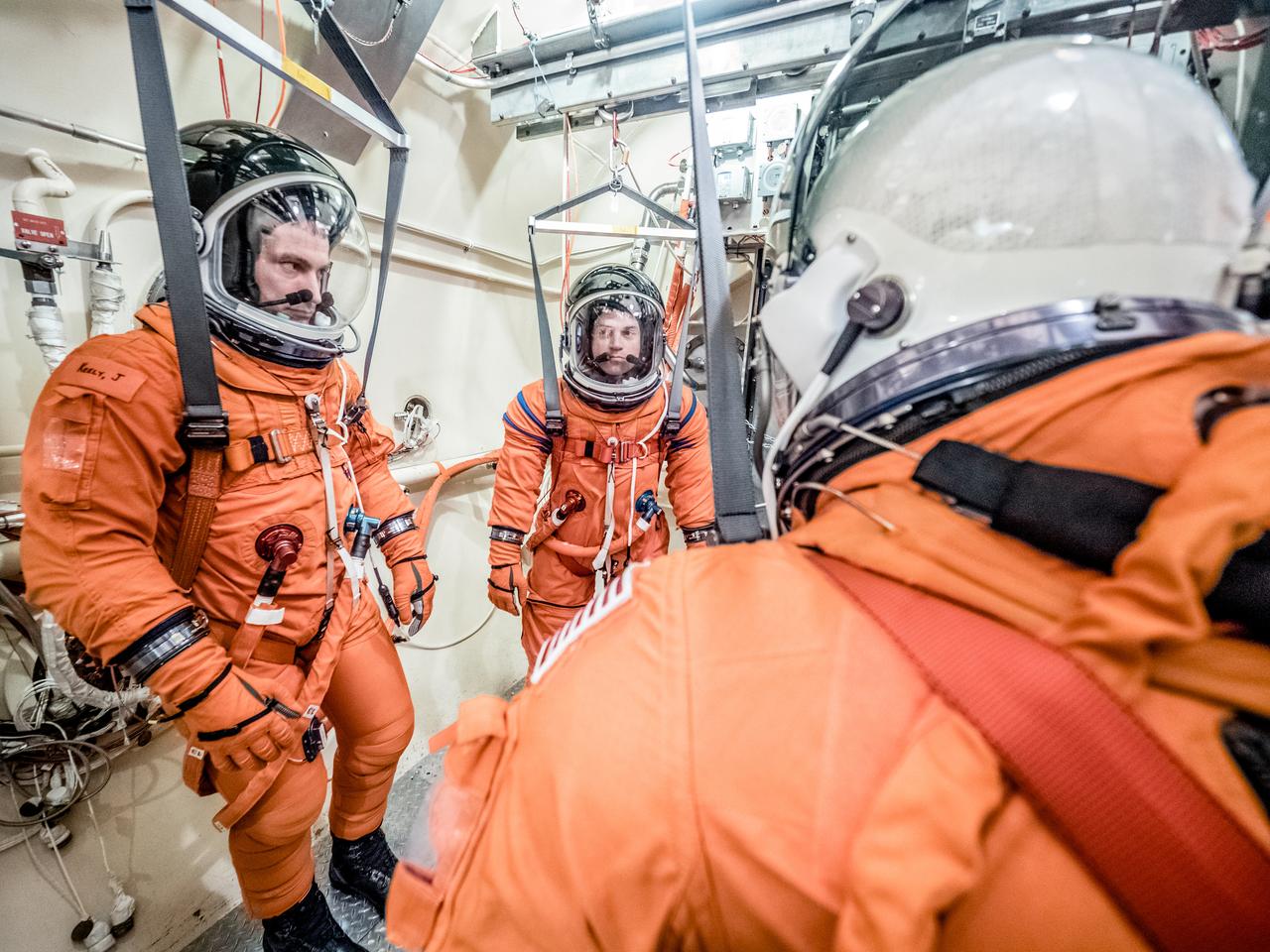 Engineers and technicians at NASA’s Johnson Space Center in Houston are testing the spacesuit astronauts will wear in the agency’s Orion spacecraft on trips to deep space. On June 22, 2017, members of the Johnson team participated in a Vacuum Pressure Integrated Suit Test to verify enhancements to the suit will meet test and design standards for the Orion spacecraft. During this test, the suit is connected to life support systems and then air is removed from Johnson’s 11-foot thermal vacuum chamber to evaluate the performance of the suits in conditions similar to a spacecraft. The suit will contain all the necessary functions to support life and is being designed to enable spacewalks and sustain the crew in the unlikely event the spacecraft loses pressure. Part of Batch images transfer from Flickr.