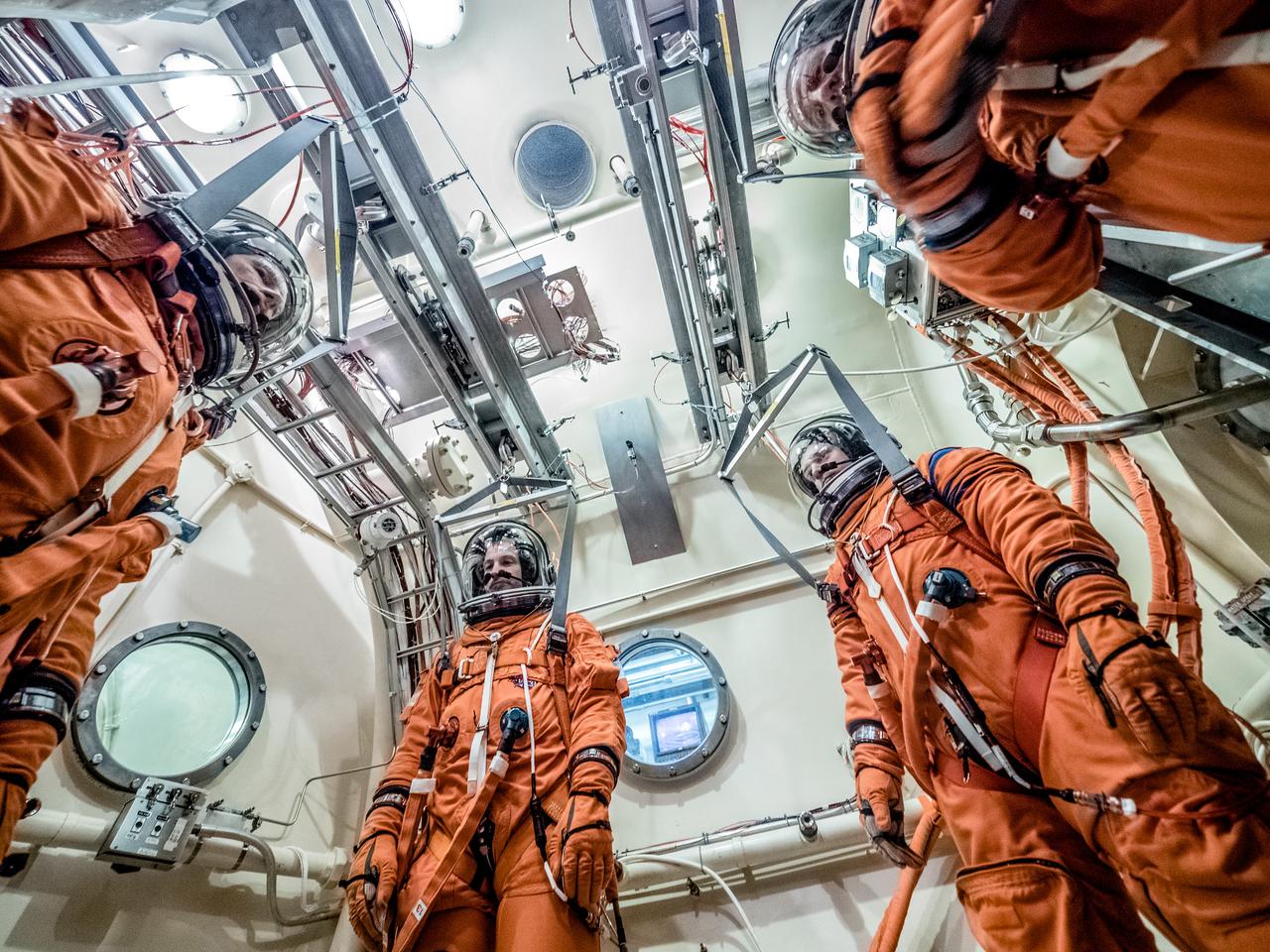Engineers and technicians at NASA’s Johnson Space Center in Houston are testing the spacesuit astronauts will wear in the agency’s Orion spacecraft on trips to deep space. On June 22, 2017, members of the Johnson team participated in a Vacuum Pressure Integrated Suit Test to verify enhancements to the suit will meet test and design standards for the Orion spacecraft. During this test, the suit is connected to life support systems and then air is removed from Johnson’s 11-foot thermal vacuum chamber to evaluate the performance of the suits in conditions similar to a spacecraft. The suit will contain all the necessary functions to support life and is being designed to enable spacewalks and sustain the crew in the unlikely event the spacecraft loses pressure. Part of Batch images transfer from Flickr.