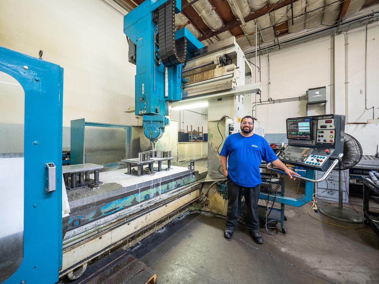 Parts for the Orion crew module which will carry astronauts on Artemis II are machined at Aerospace Engineering Corporation in California on June 18, 2018.