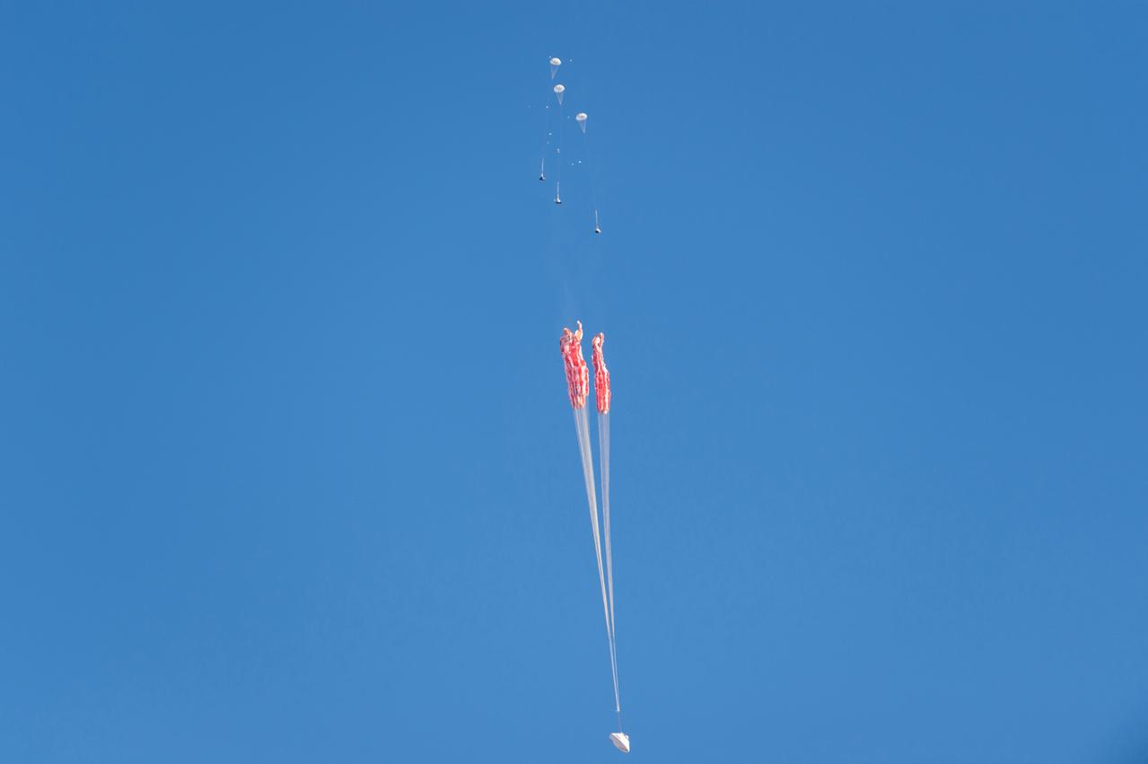 NASA has completes the final test to qualify Orion’s parachute system for flights with astronauts, checking off an important milestone on the path to send humans on missions to the Moon and beyond on Sept. 12, 2018...Over the course of eight tests at the U.S. Army’s Yuma Proving Ground in Arizona, engineers have evaluated the performance of Orion’s parachute system during normal landing sequences as well as several failure scenarios and a variety of potential aerodynamic conditions to ensure astronauts can return safely from deep space missions.