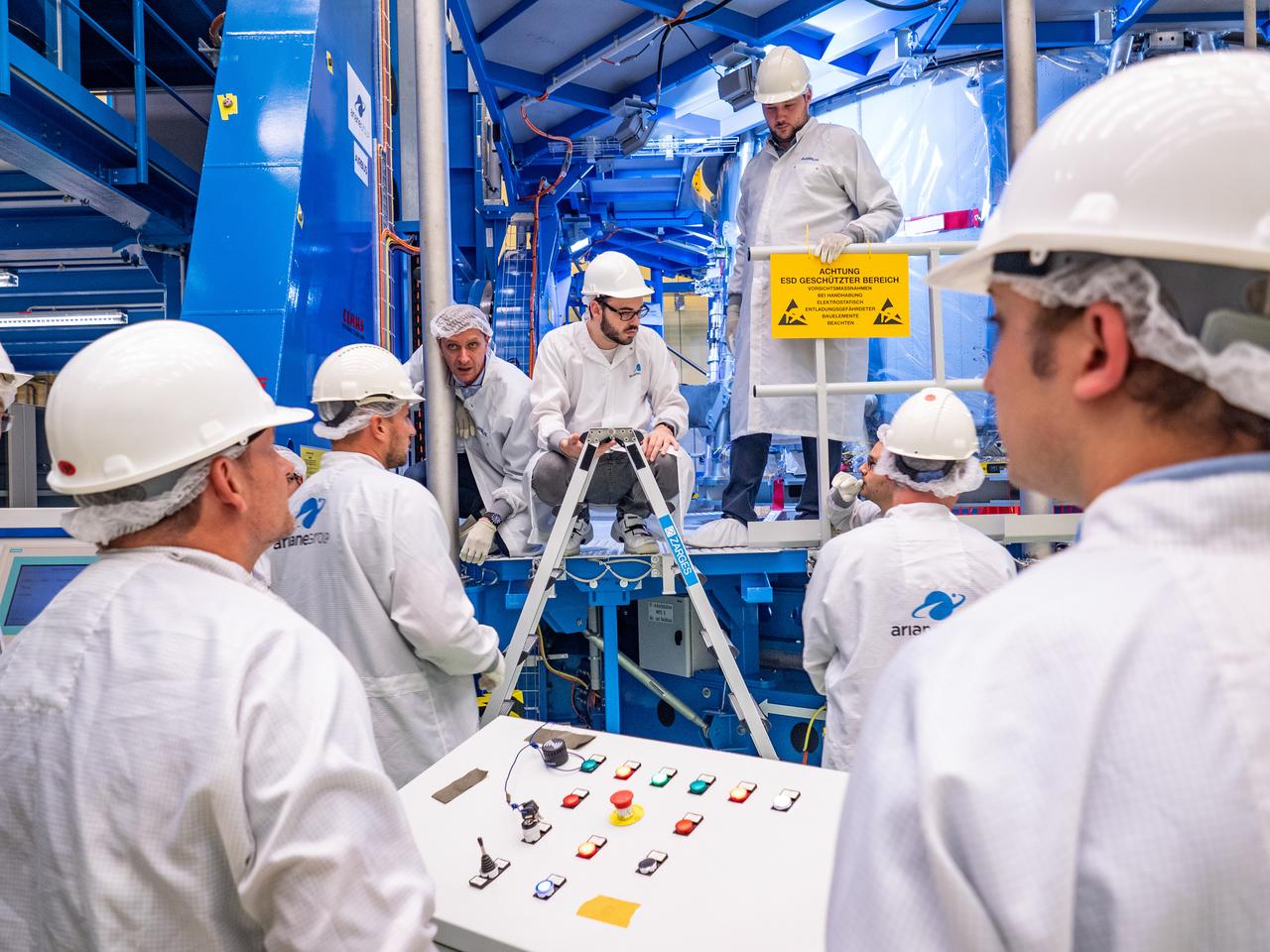 Technicians at the Airbus facility in Bremen, Germany weigh the European Service Module on Oct. 31, 2018 ahead of shipment to Kennedy Space Center. The service module will depart Germany on November 5th, 2018 and will arrive in the U.S. on November 6...For the first time, NASA will use a European-built system as a critical element to power an American spacecraft, extending the international cooperation of the International Space Station into deep space. The European Service Module is a unique collaboration across space agencies and industry including ESA’s prime contractor, Airbus, and 10 European countries. The completion of service module work in Europe and shipment to Kennedy signifies a major milestone toward NASA’s human deep space exploration missions to the Moon and beyond.