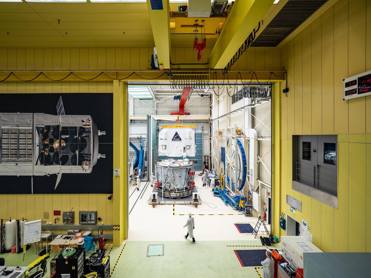 Technicians at the Airbus facility in Bremen, Germany prepare the European Service Module for shipment to Kennedy Space Center on Nov. 1, 2018. The service module will depart Germany on November 5, 2018 and will arrive in the U.S. on November 6...For the first time, NASA will use a European-built system as a critical element to power an American spacecraft, extending the international cooperation of the International Space Station into deep space. The European Service Module is a unique collaboration across space agencies and industry including ESA’s prime contractor, Airbus, and 10 European countries. The completion of service module work in Europe and shipment to Kennedy signifies a major milestone toward NASA’s human deep space exploration missions to the Moon and beyond.
