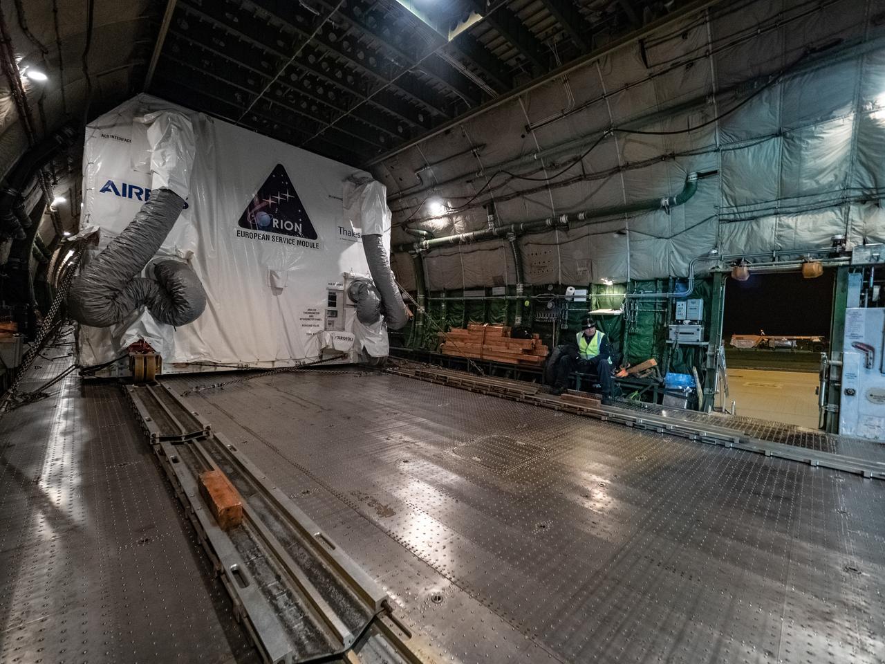 Orion's European Service Module is loaded on the Antonov airplane in Bremen, Germany on Nov. 5, 2018 for transport to Kennedy Space Center...For the first time, NASA will use a European-built system as a critical element to power an American spacecraft, extending the international cooperation of the International Space Station into deep space. The European Service Module is a unique collaboration across space agencies and industry including ESA’s prime contractor, Airbus, and 10 European countries. The completion of service module work in Europe and shipment to Kennedy signifies a major milestone toward NASA’s human deep space exploration missions to the Moon and beyond.