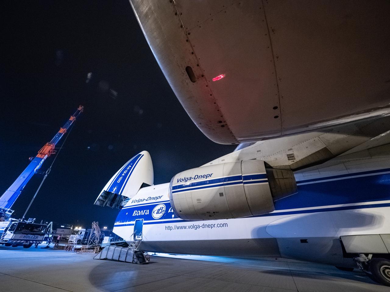Orion's European Service Module is loaded on the Antonov airplane in Bremen, Germany on Nov. 5, 2018 for transport to Kennedy Space Center...For the first time, NASA will use a European-built system as a critical element to power an American spacecraft, extending the international cooperation of the International Space Station into deep space. The European Service Module is a unique collaboration across space agencies and industry including ESA’s prime contractor, Airbus, and 10 European countries. The completion of service module work in Europe and shipment to Kennedy signifies a major milestone toward NASA’s human deep space exploration missions to the Moon and beyond.