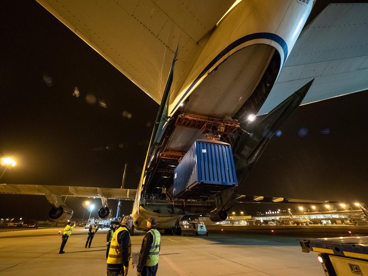 Orion's European Service Module is loaded on the Antonov airplane in Bremen, Germany on Nov. 5, 2018 for transport to Kennedy Space Center...For the first time, NASA will use a European-built system as a critical element to power an American spacecraft, extending the international cooperation of the International Space Station into deep space. The European Service Module is a unique collaboration across space agencies and industry including ESA’s prime contractor, Airbus, and 10 European countries. The completion of service module work in Europe and shipment to Kennedy signifies a major milestone toward NASA’s human deep space exploration missions to the Moon and beyond.