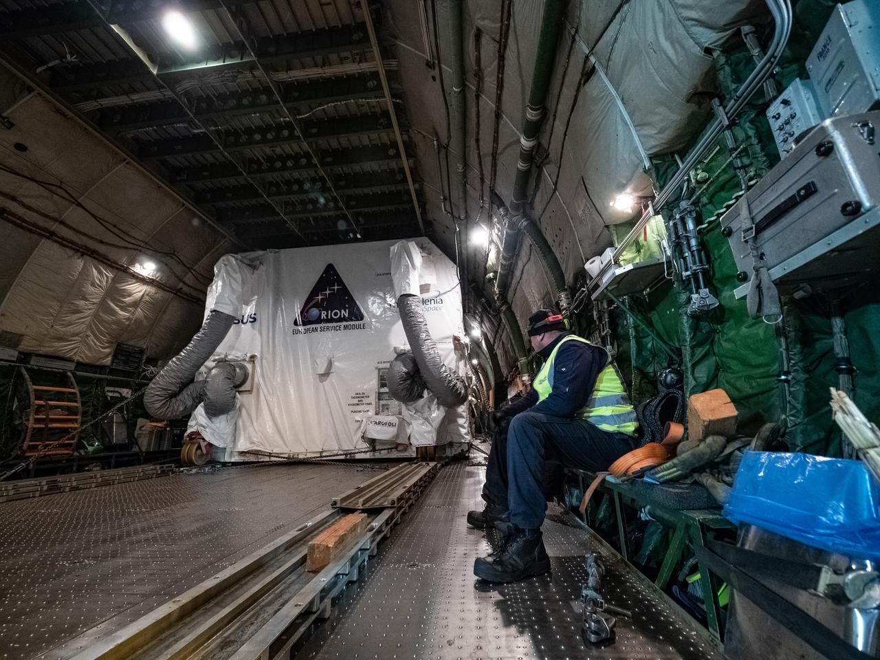 Orion's European Service Module is loaded on the Antonov airplane in Bremen, Germany on Nov. 5, 2018 for transport to Kennedy Space Center...For the first time, NASA will use a European-built system as a critical element to power an American spacecraft, extending the international cooperation of the International Space Station into deep space. The European Service Module is a unique collaboration across space agencies and industry including ESA’s prime contractor, Airbus, and 10 European countries. The completion of service module work in Europe and shipment to Kennedy signifies a major milestone toward NASA’s human deep space exploration missions to the Moon and beyond.