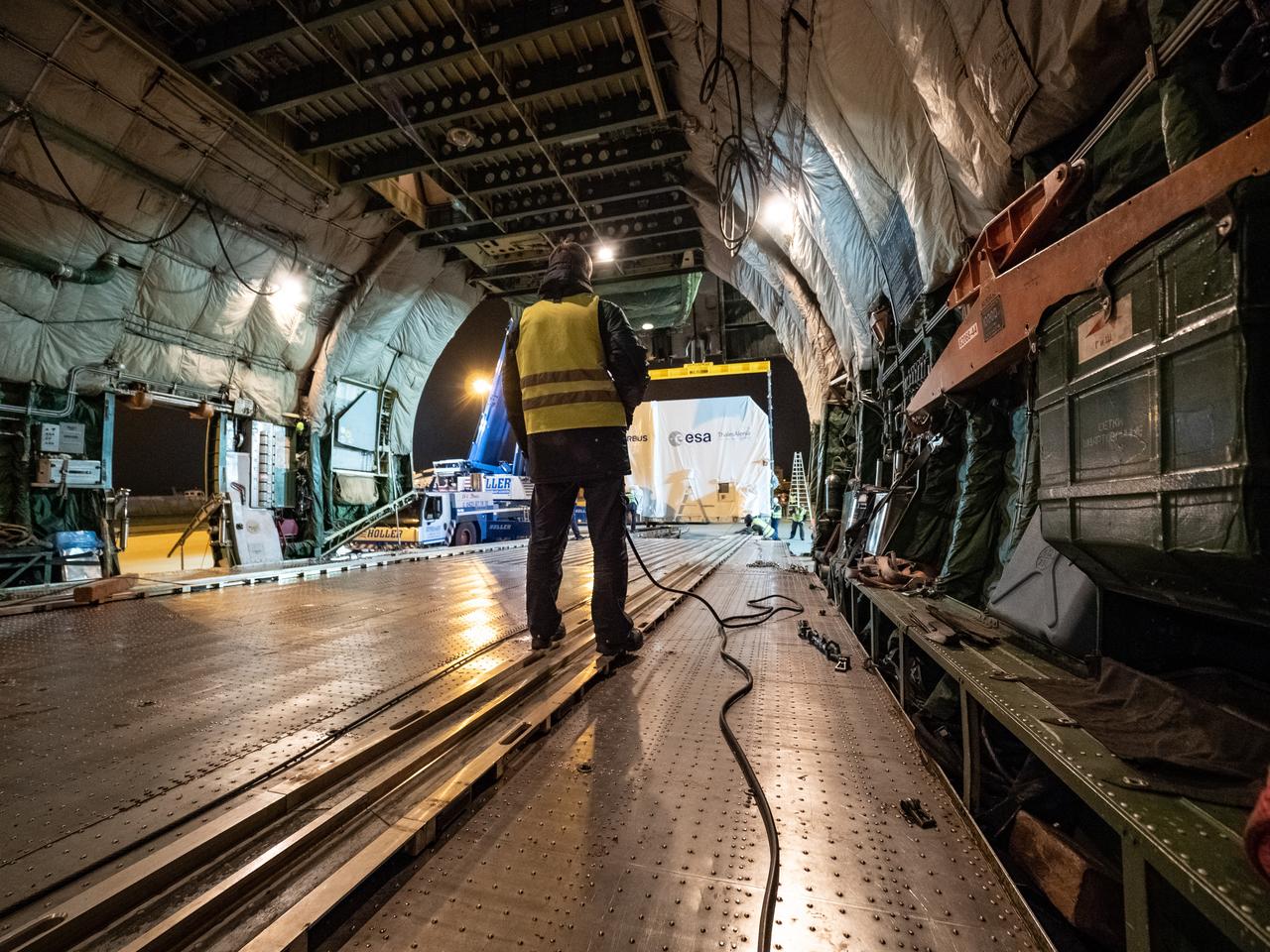 Orion's European Service Module is loaded on the Antonov airplane in Bremen, Germany on Nov. 5, 2018 for transport to Kennedy Space Center...For the first time, NASA will use a European-built system as a critical element to power an American spacecraft, extending the international cooperation of the International Space Station into deep space. The European Service Module is a unique collaboration across space agencies and industry including ESA’s prime contractor, Airbus, and 10 European countries. The completion of service module work in Europe and shipment to Kennedy signifies a major milestone toward NASA’s human deep space exploration missions to the Moon and beyond.