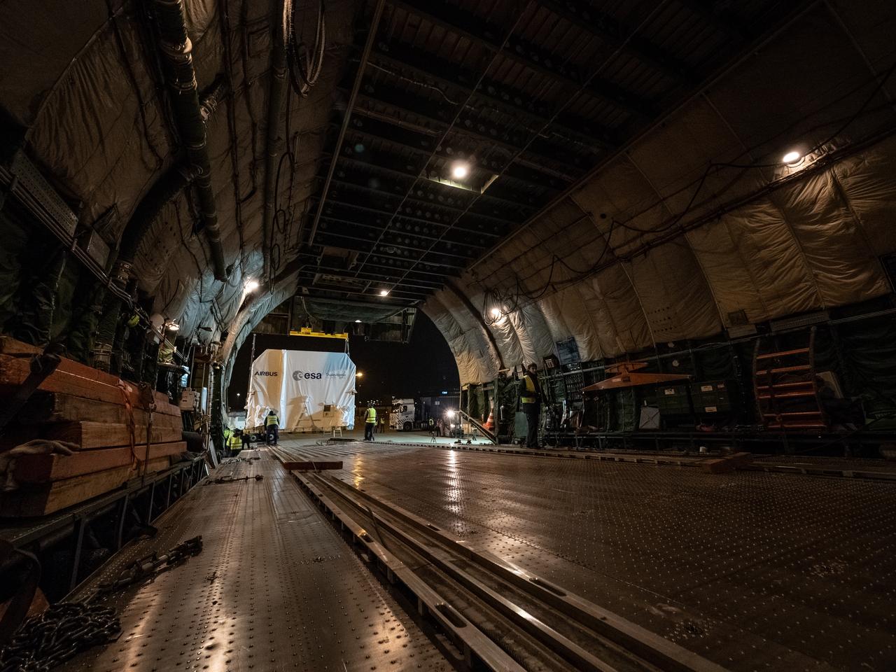 Orion's European Service Module is loaded on the Antonov airplane in Bremen, Germany on Nov. 5, 2018 for transport to Kennedy Space Center...For the first time, NASA will use a European-built system as a critical element to power an American spacecraft, extending the international cooperation of the International Space Station into deep space. The European Service Module is a unique collaboration across space agencies and industry including ESA’s prime contractor, Airbus, and 10 European countries. The completion of service module work in Europe and shipment to Kennedy signifies a major milestone toward NASA’s human deep space exploration missions to the Moon and beyond.