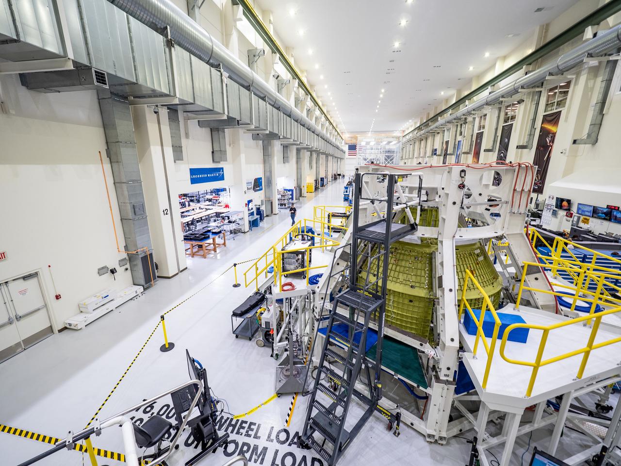 Orion's crew module for Artemis I at the Operations and Checkout Building at Kennedy Space Center on Nov. 14, 2018..