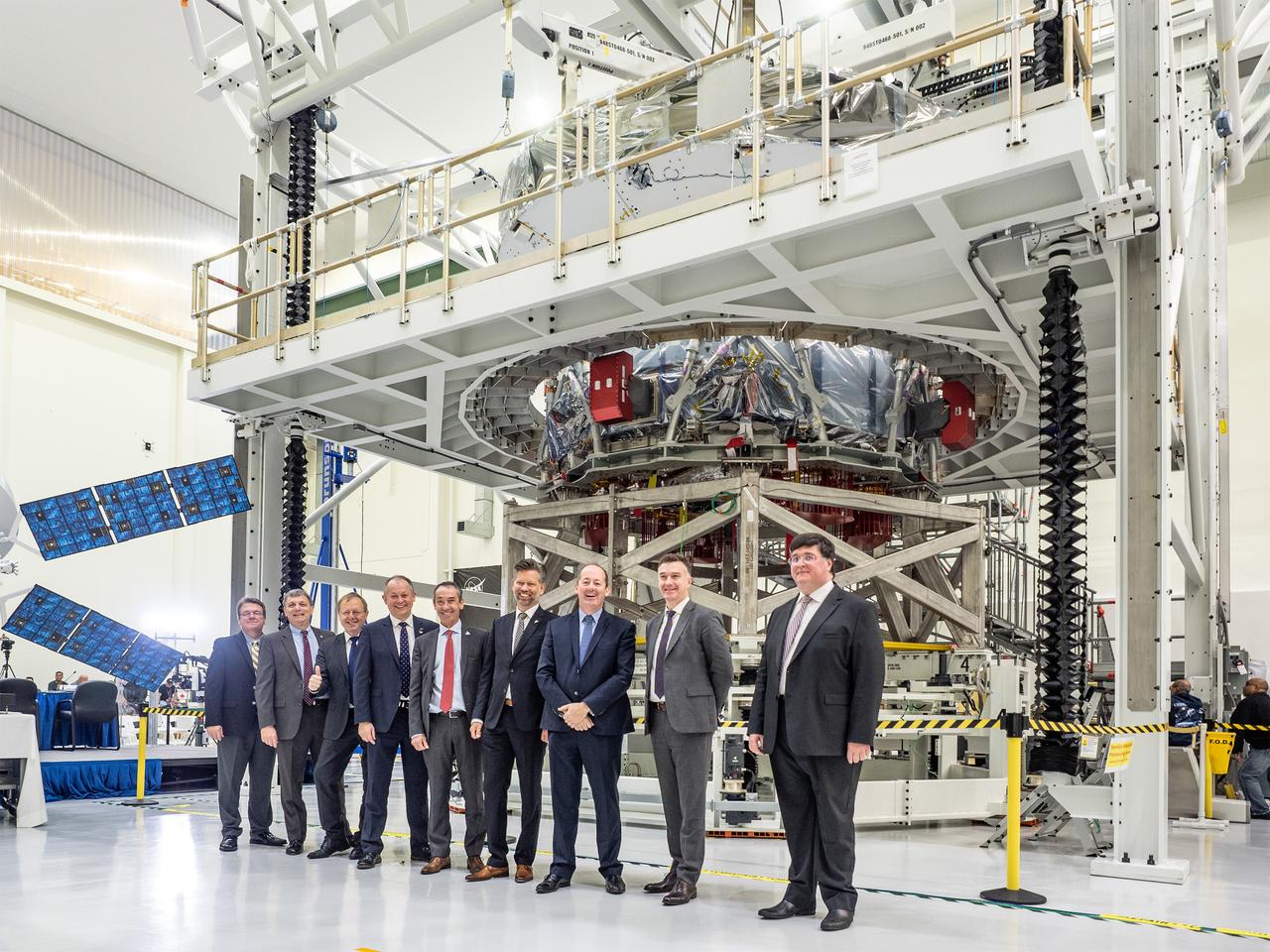 A European Service Module arrival event takes at the Neil Armstrong Operations and Checkout Building at Kennedy Space Center in Florida on Nov. 16, 2018...For the first time, NASA will use a European-built system as a critical element to power an American spacecraft, extending the international cooperation of the International Space Station into deep space. The European Service Module is a unique collaboration across space agencies and industry including ESA’s prime contractor, Airbus, and 10 European countries. The completion of service module work in Europe and shipment to Kennedy signifies a major milestone toward NASA’s human deep space exploration missions to the Moon and beyond.