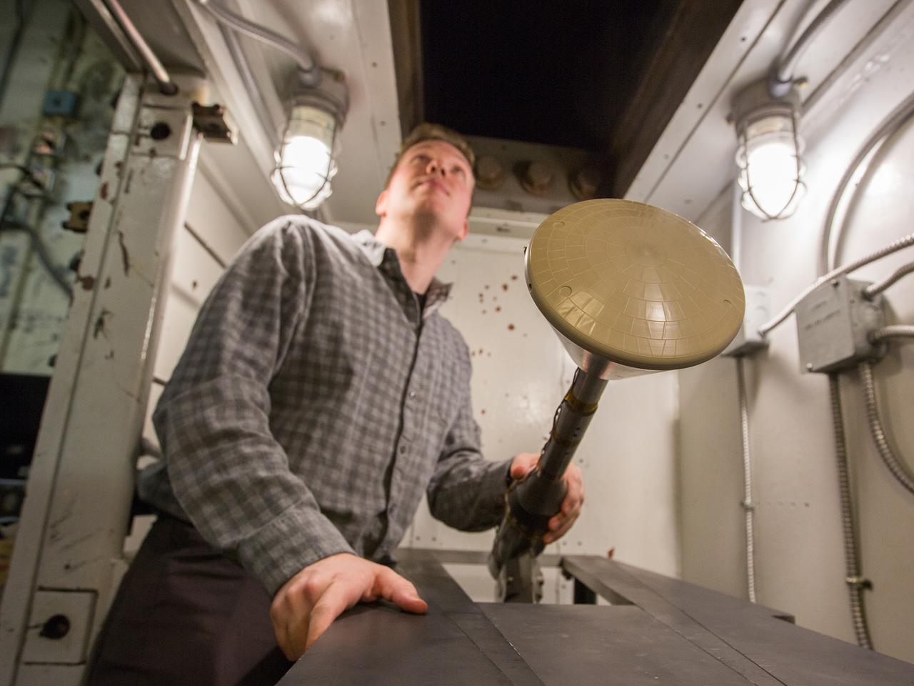 The Orion aerosciences team has performed more than 30 tests across the United States in support of the program, investigating the heating of the spacecraft during re-entry into Earth’s atmosphere. Testing recently concluded at NASA’s Langley Research Center in Hampton, Virginia with a 6-inch Orion heat shield model in the 20-inch Mach 6 wind tunnel, shown here on Feb. 4, 2019. The team includes engineers at Langley, NASA’s Johnson Space Center in Houston, Texas, and NASA’s Ames Research Center in Silicon Valley.