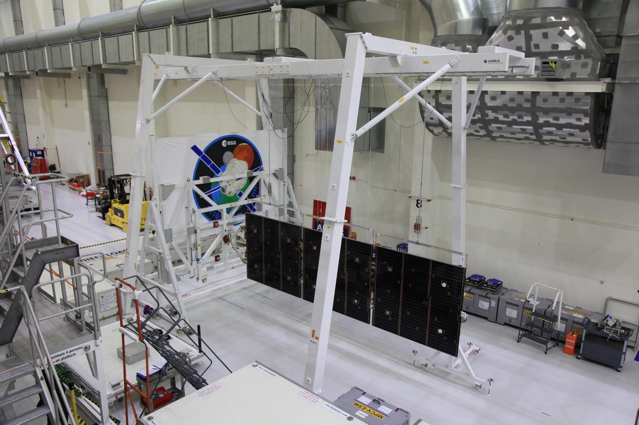 The crew and service module for Artemis I continue preparations for mating inside the Operations and Checkout (O&C) Building High Bay at Kennedy Space Center on March 21, 2019. Alongside, the pressure vessel for Artemis II is undergoing install of its secondary structure.