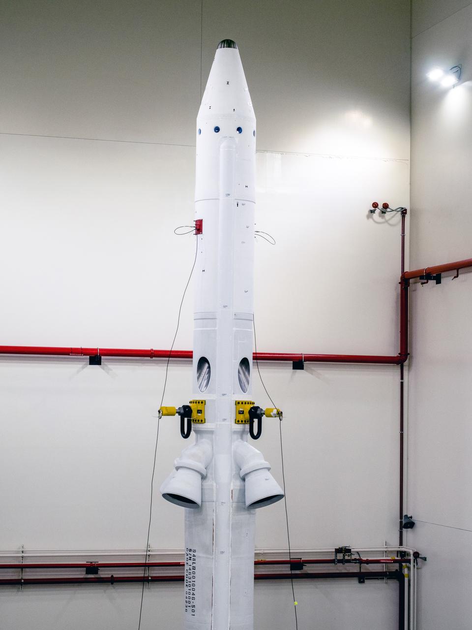 On May 2, 2019, engineers prepare Orion's Launch Abort System for the Ascent Abort-2 (AA-2) flight test.