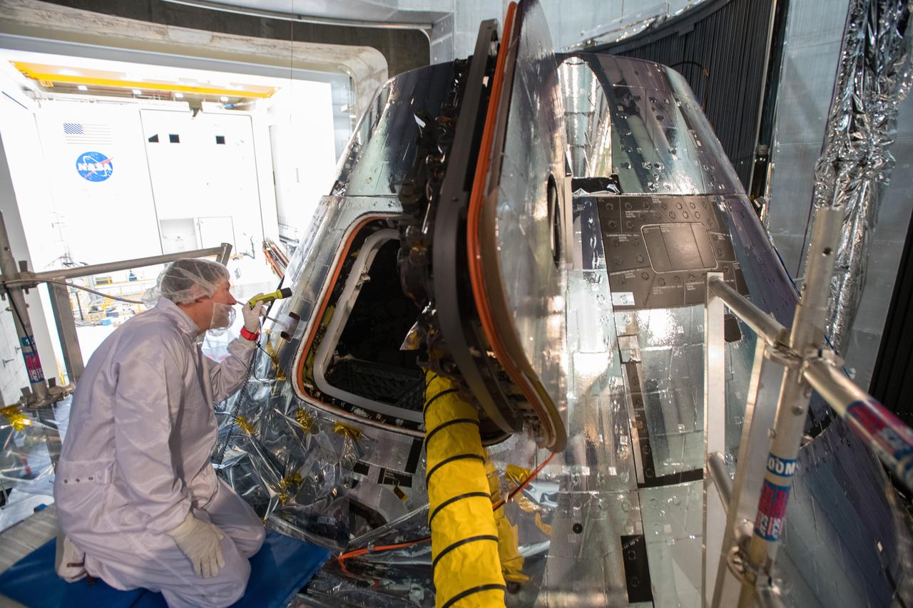 Glenn Research Center's Neil A. Armstrong Test Facility (formerly Plum Brook Station) in Ohio houses the world’s largest space simulation vacuum chamber where the Orion spacecraft, shown here on March 11, 2020, was rigorously tested for Artemis missions to the Moon.
