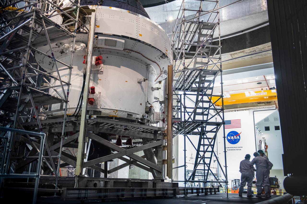 Glenn Research Center's Neil A. Armstrong Test Facility (formerly Plum Brook Station) in Ohio houses the world’s largest space simulation vacuum chamber where the Orion spacecraft, shown here on March 11, 2020, was rigorously tested for Artemis missions to the Moon.