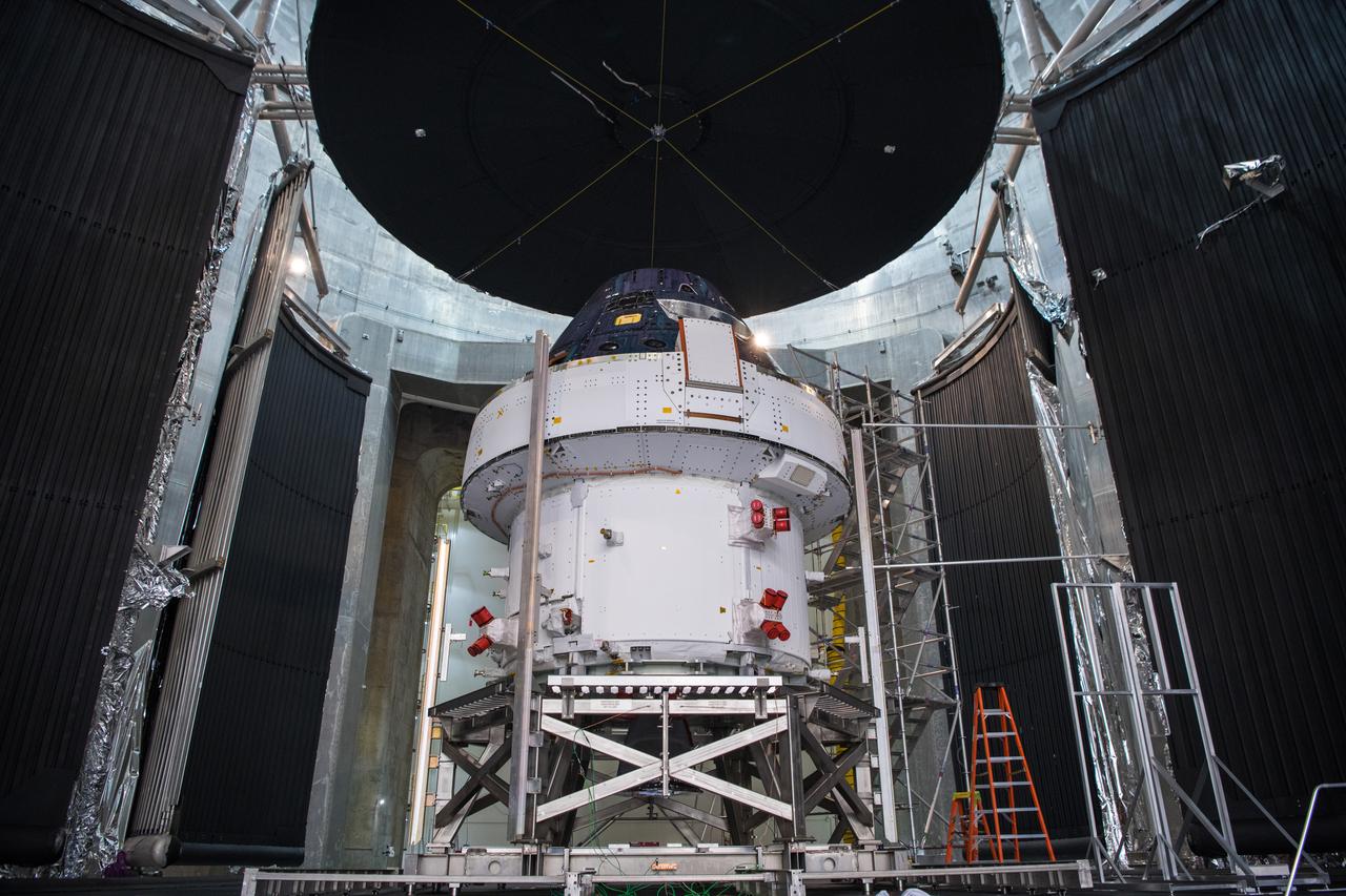 Glenn Research Center's Neil A. Armstrong Test Facility (formerly Plum Brook Station) in Ohio houses the world’s largest space simulation vacuum chamber where the Orion spacecraft, shown here on March 12, 2020, was rigorously tested for Artemis missions to the Moon.