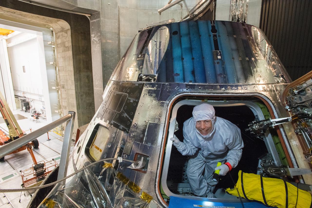 Glenn Research Center's Neil A. Armstrong Test Facility (formerly Plum Brook Station) in Ohio houses the world’s largest space simulation vacuum chamber where the Orion spacecraft, shown here on March 12, 2020, was rigorously tested for Artemis missions to the Moon.