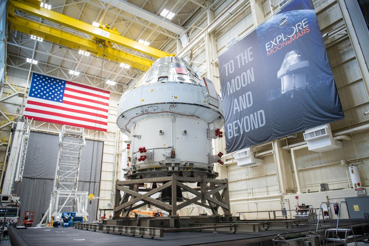 Glenn Research Center's Neil A. Armstrong Test Facility (formerly Plum Brook Station) in Ohio houses the world’s largest space simulation vacuum chamber where the Orion spacecraft, shown here on March 12, 2020, was rigorously tested for Artemis missions to the Moon.
