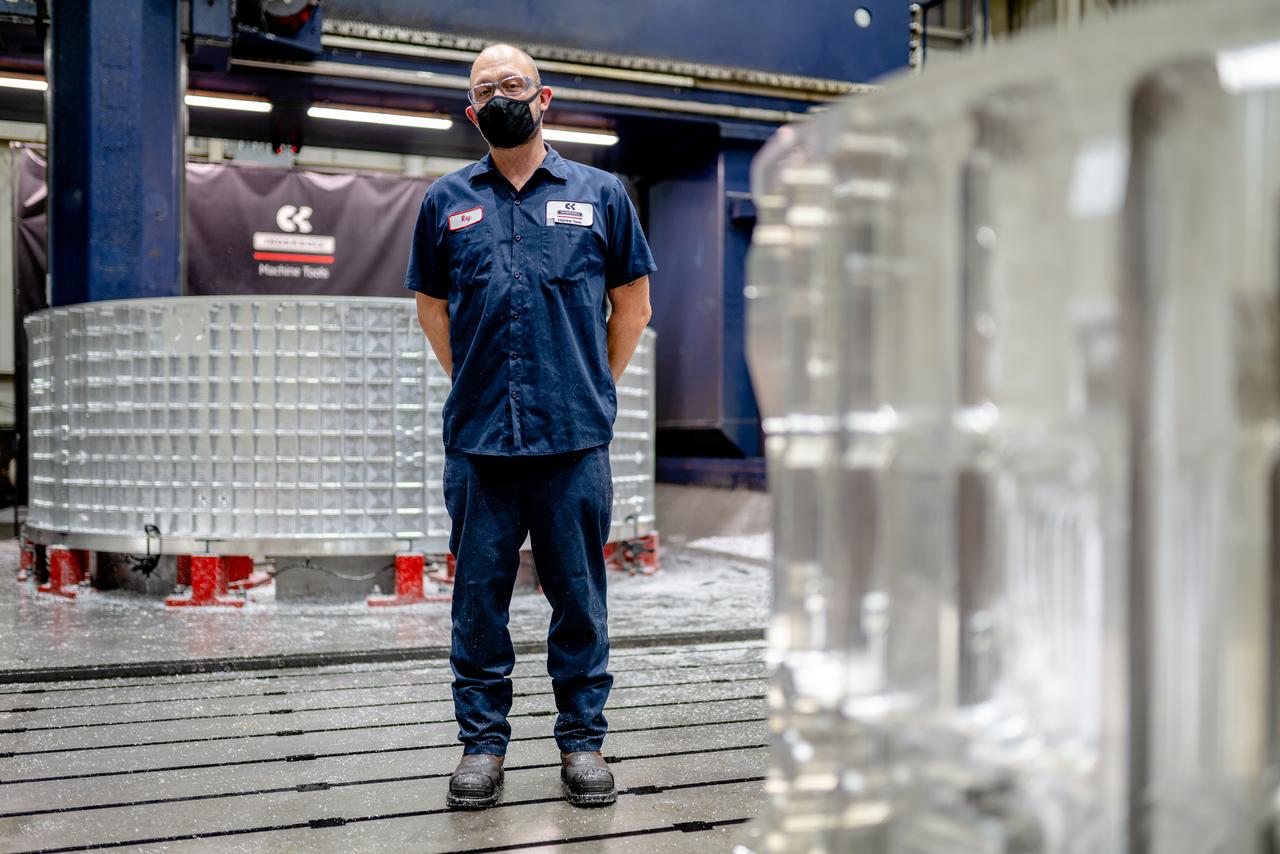 Machining of the tunnel, aft bulkhead, and barrel for the Artemis III Orion pressure vessel takes place at Ingersoll Machine Tool, Inc. in Rockford, Illinois on Sept. 28, 2020.