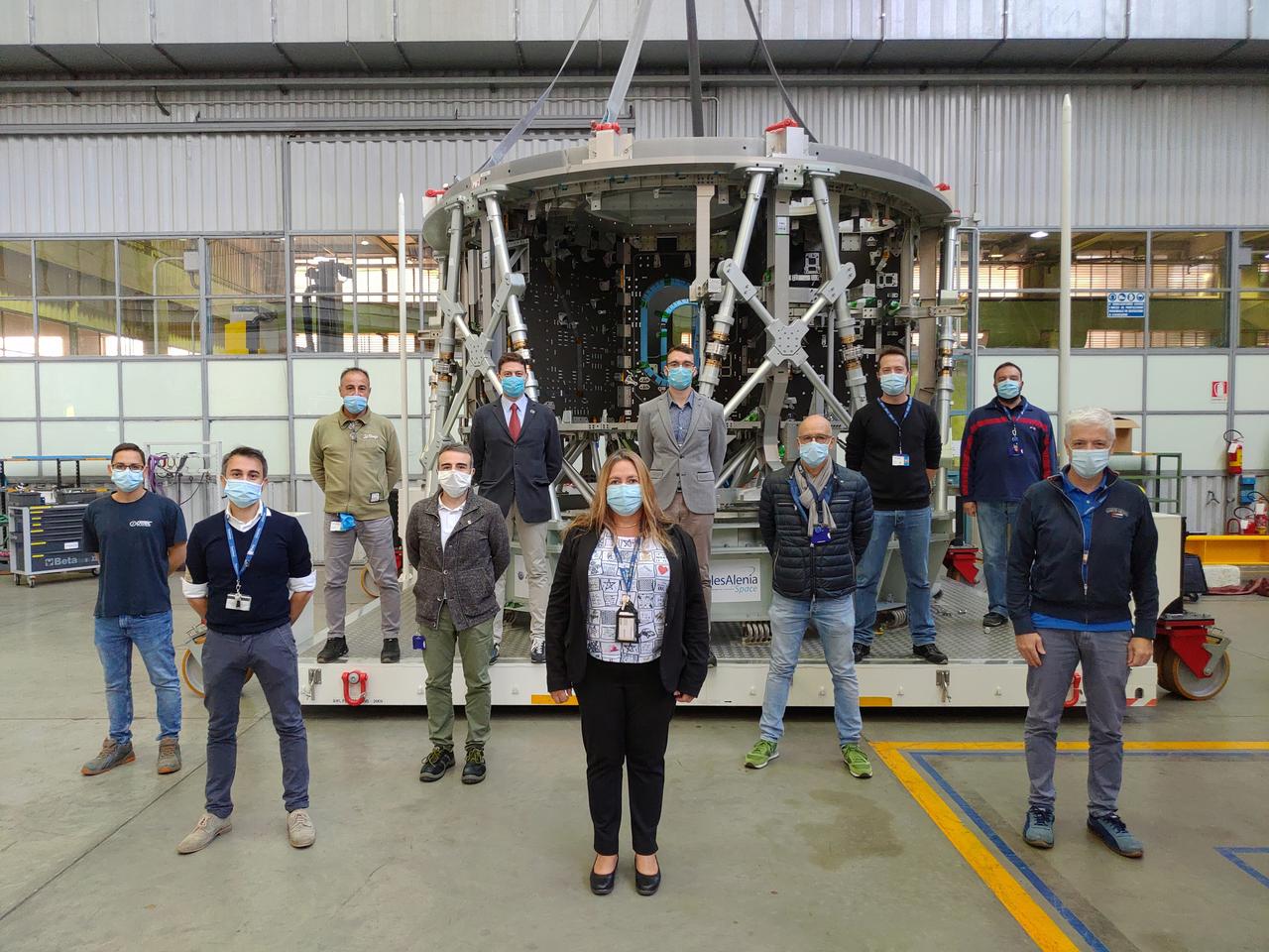 The ESA service module primary structure, which will propel Orion on the Artemis III flight carrying astronauts to land on the surface of the Moon, is ready to ship from Thales Alenia Space in Turin, Italy to Airbus in Bremen, Germany. Giorgio (Gios) Borello, Thales Alenia Space AIT (Assembly, Integration &amp; Testing) mechanical expert, guides the service module structure to the base of the transportation container on Sept. 30, 2020. Airbus will perform final assembly on the service module ahead of shipment to Kennedy Space Center where it will be integrated with the rest of the Orion spacecraft.