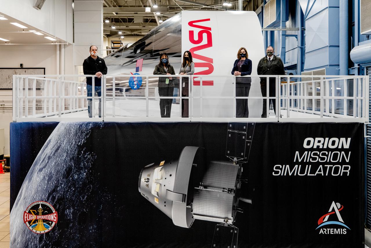Examination of Orion spacecraft simulator that recently arrived at the agency’s Johnson Space Center in Houston on Dec. 8, 2020. The simulator provides the ability for astronauts, engineers, and flight controllers to train and practice for scenarios during Artemis missions to the Moon. The interior of the simulator is being outfitted with Orion’s display and control system and crew seats to mimic what astronaut will experience during liftoff to the lunar vicinity and on their way back home to Earth.