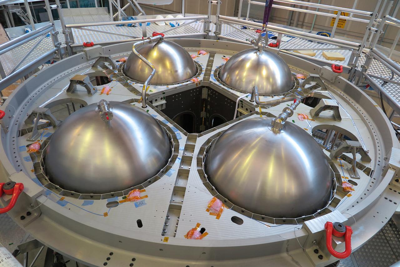 The structural test article of the European service module for Orion, shown here on Nov. 9, 2015 is being assembled at Airbus Defence and Space. Airbus is building the module, which will supply the spacecraft’s power, in-space propulsion and air and water for the crew, on behalf of ESA (European Space Agency) for Orion. The STA is being transported to Glenn Research Center's Plum Brook station for testing.