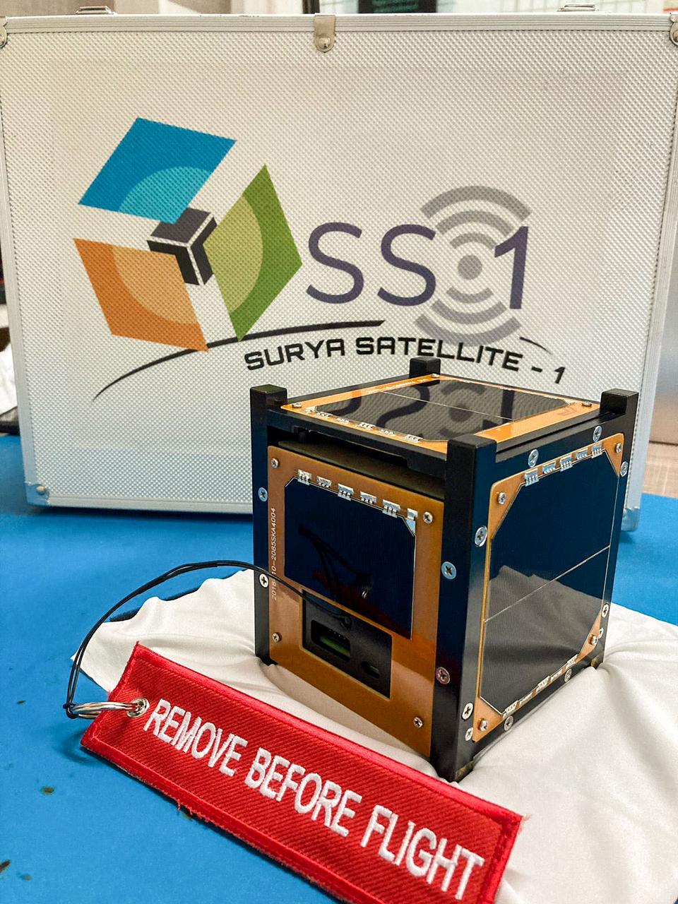 jsc2022e068263 (5/1/2022) --- A preflight view of the Surya Satellite-1 (SS-1) Flight Model. The Surya Satellite-1 (SS-1) is the first Indonesian nanosatellite developed by university students at Surya University. SS-1 tests a satellite telecommunication system to serve amateur radio stations, and serves as a proof of concept of sensoric information transfer in rural areas for disaster mitigation application. Image Courtesy of The SS-1 Team.