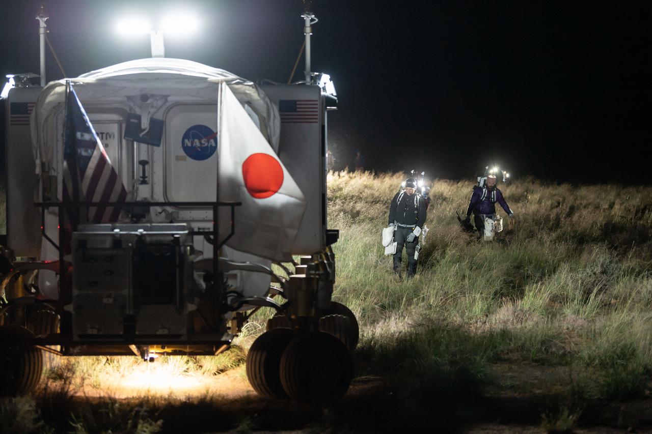 The Desert Research and Technology Studies (DesertRATS) is one of NASA’s analog missions to test hardware and operational scenarios in a remote environment with geographic similarities to the Moon and Mars. In October 2022, NASA evaluated rover design and operations, communications with the Mission Control Center and a Science Evaluation Room at NASA’s Johnson Space Center in Houston. A key element of the DesertRATS analog is the pressurized rover, a capability that is planned for astronaut surface exploration at the Moon and Mars. NASA has a study agreement with the Japan Aerospace Exploration Agency (JAXA) for development of the Artemis pressurized rover, and JAXA representatives  joined NASA at DesertRATS.