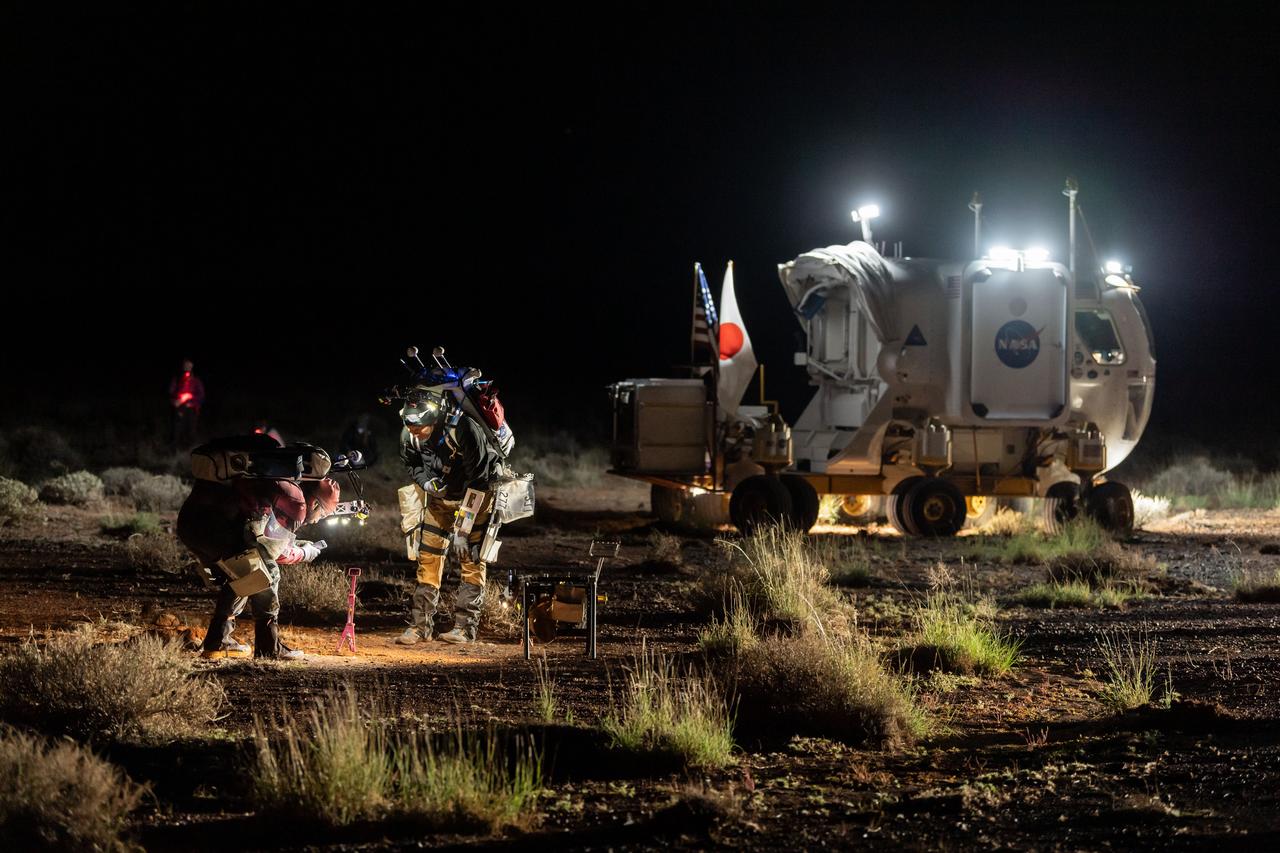 The Desert Research and Technology Studies (DesertRATS) is one of NASA’s analog missions to test hardware and operational scenarios in a remote environment with geographic similarities to the Moon and Mars. In October 2022, NASA evaluated rover design and operations, communications with the Mission Control Center and a Science Evaluation Room at NASA’s Johnson Space Center in Houston. A key element of the DesertRATS analog is the pressurized rover, a capability that is planned for astronaut surface exploration at the Moon and Mars. NASA has a study agreement with the Japan Aerospace Exploration Agency (JAXA) for development of the Artemis pressurized rover, and JAXA representatives  joined NASA at DesertRATS.