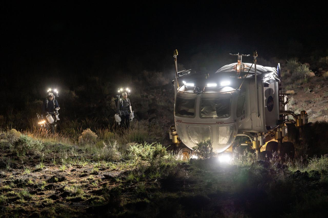 The Desert Research and Technology Studies (DesertRATS) is one of NASA’s analog missions to test hardware and operational scenarios in a remote environment with geographic similarities to the Moon and Mars. In October 2022, NASA evaluated rover design and operations, communications with the Mission Control Center and a Science Evaluation Room at NASA’s Johnson Space Center in Houston. A key element of the DesertRATS analog is the pressurized rover, a capability that is planned for astronaut surface exploration at the Moon and Mars. NASA has a study agreement with the Japan Aerospace Exploration Agency (JAXA) for development of the Artemis pressurized rover, and JAXA representatives  joined NASA at DesertRATS.
