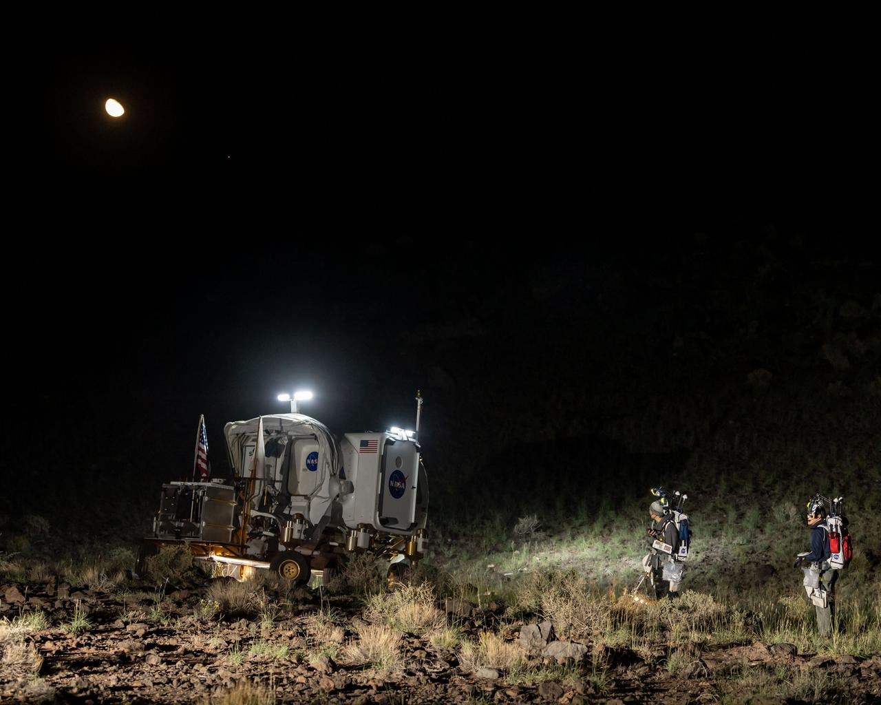 The Desert Research and Technology Studies (DesertRATS) is one of NASA’s analog missions to test hardware and operational scenarios in a remote environment with geographic similarities to the Moon and Mars. In October 2022, NASA evaluated rover design and operations, communications with the Mission Control Center and a Science Evaluation Room at NASA’s Johnson Space Center in Houston. A key element of the DesertRATS analog is the pressurized rover, a capability that is planned for astronaut surface exploration at the Moon and Mars. NASA has a study agreement with the Japan Aerospace Exploration Agency (JAXA) for development of the Artemis pressurized rover, and JAXA representatives  joined NASA at DesertRATS.