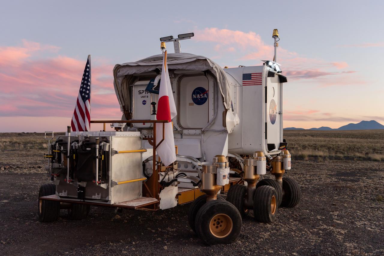 The Desert Research and Technology Studies (DesertRATS) is one of NASA’s analog missions to test hardware and operational scenarios in a remote environment with geographic similarities to the Moon and Mars. In October 2022, NASA evaluated rover design and operations, communications with the Mission Control Center and a Science Evaluation Room at NASA’s Johnson Space Center in Houston. A key element of the DesertRATS analog is the pressurized rover, a capability that is planned for astronaut surface exploration at the Moon and Mars. NASA has a study agreement with the Japan Aerospace Exploration Agency (JAXA) for development of the Artemis pressurized rover, and JAXA representatives  joined NASA at DesertRATS.