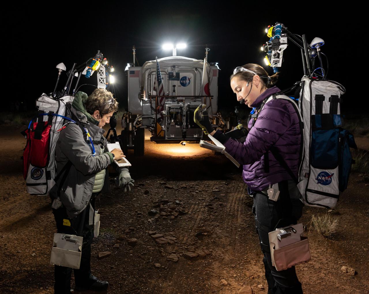 The Desert Research and Technology Studies (DesertRATS) is one of NASA’s analog missions to test hardware and operational scenarios in a remote environment with geographic similarities to the Moon and Mars. In October 2022, NASA evaluated rover design and operations, communications with the Mission Control Center and a Science Evaluation Room at NASA’s Johnson Space Center in Houston. A key element of the DesertRATS analog is the pressurized rover, a capability that is planned for astronaut surface exploration at the Moon and Mars. NASA has a study agreement with the Japan Aerospace Exploration Agency (JAXA) for development of the Artemis pressurized rover, and JAXA representatives  joined NASA at DesertRATS.