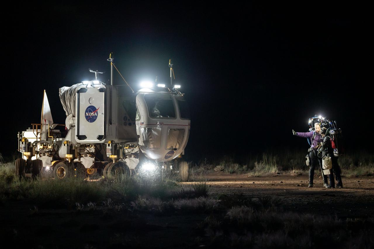 The Desert Research and Technology Studies (DesertRATS) is one of NASA’s analog missions to test hardware and operational scenarios in a remote environment with geographic similarities to the Moon and Mars. In October 2022, NASA evaluated rover design and operations, communications with the Mission Control Center and a Science Evaluation Room at NASA’s Johnson Space Center in Houston. A key element of the DesertRATS analog is the pressurized rover, a capability that is planned for astronaut surface exploration at the Moon and Mars. NASA has a study agreement with the Japan Aerospace Exploration Agency (JAXA) for development of the Artemis pressurized rover, and JAXA representatives  joined NASA at DesertRATS.