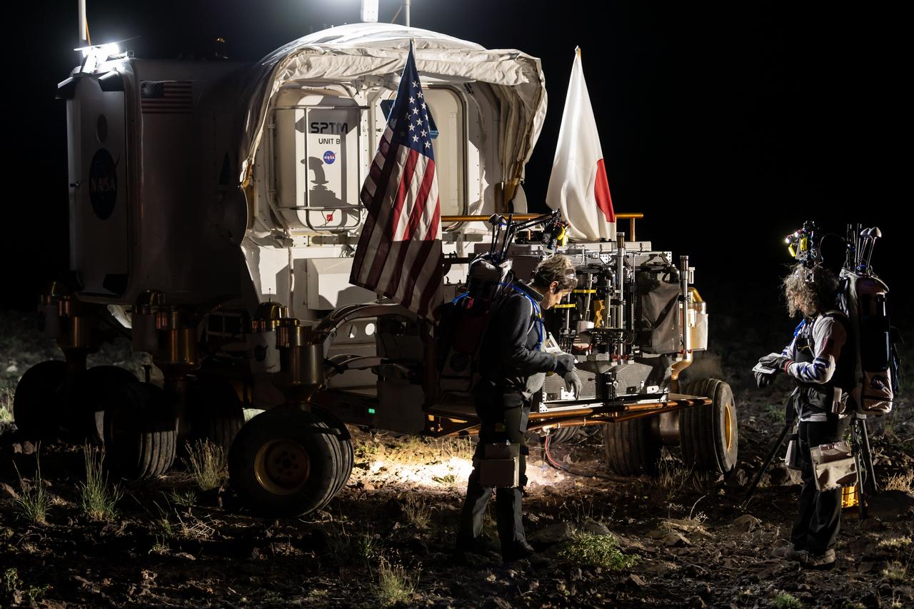 The Desert Research and Technology Studies (DesertRATS) is one of NASA’s analog missions to test hardware and operational scenarios in a remote environment with geographic similarities to the Moon and Mars. In October 2022, NASA evaluated rover design and operations, communications with the Mission Control Center and a Science Evaluation Room at NASA’s Johnson Space Center in Houston. A key element of the DesertRATS analog is the pressurized rover, a capability that is planned for astronaut surface exploration at the Moon and Mars. NASA has a study agreement with the Japan Aerospace Exploration Agency (JAXA) for development of the Artemis pressurized rover, and JAXA representatives  joined NASA at DesertRATS.