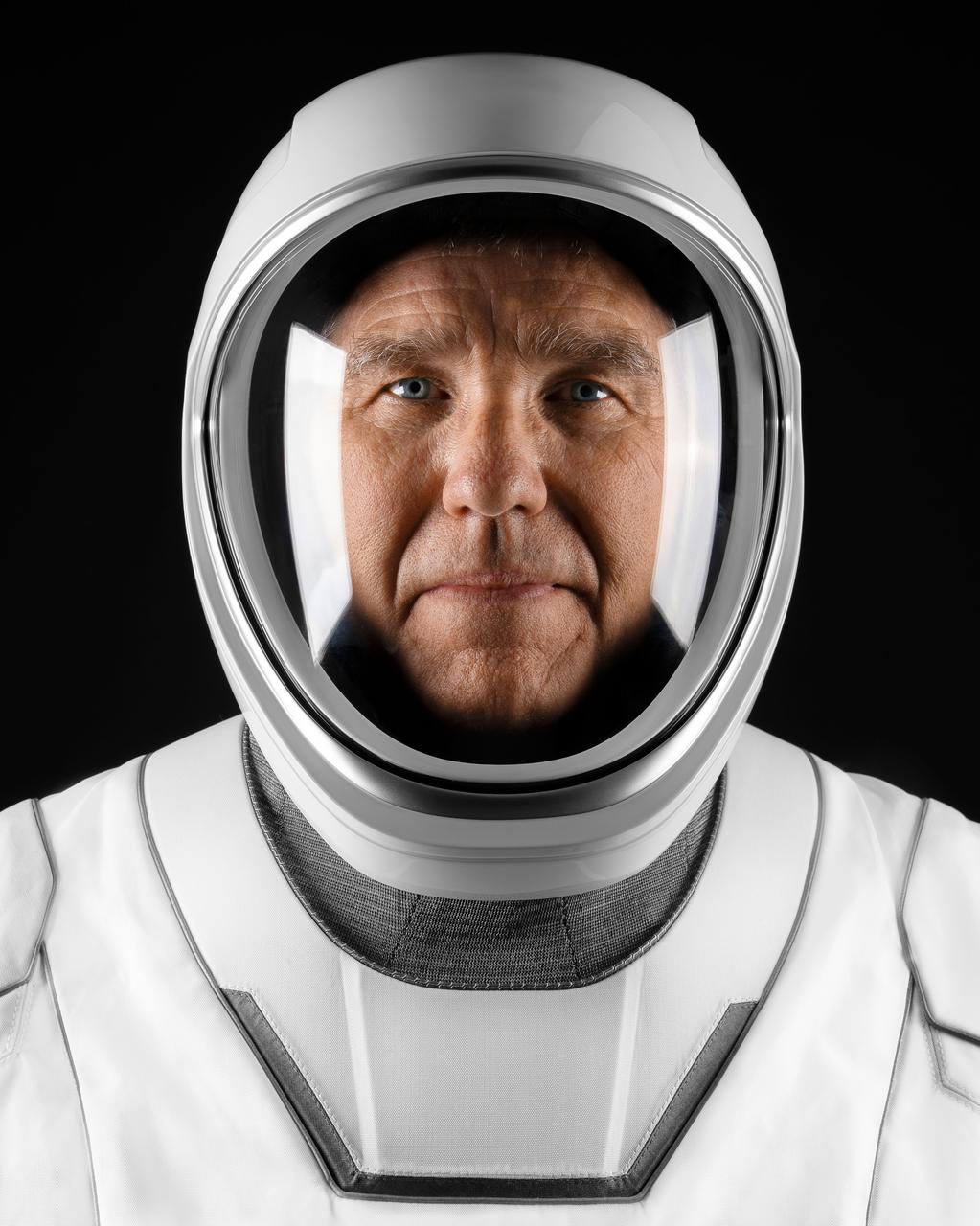 jsc2023e005729 (Nov. 29, 2022) --- Astronaut Stephen Bowen of NASA's Commercial Crew Program, SpaceX Crew-6 Commander, poses for a portrait in his pressure suit at SpaceX headquarters in Hawthorne, California. Credit: SpaceX
