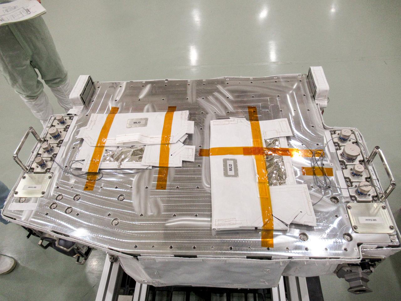 jsc2023e031748 (8/11/2023) --- Preflight image of IVA-replaceable Small Exposed Experiment Platform 3B (i-SEEP3B) with Multi Layer Insulation (MLI) removed. Image courtesy of JAXA and IHI-Aerospace.