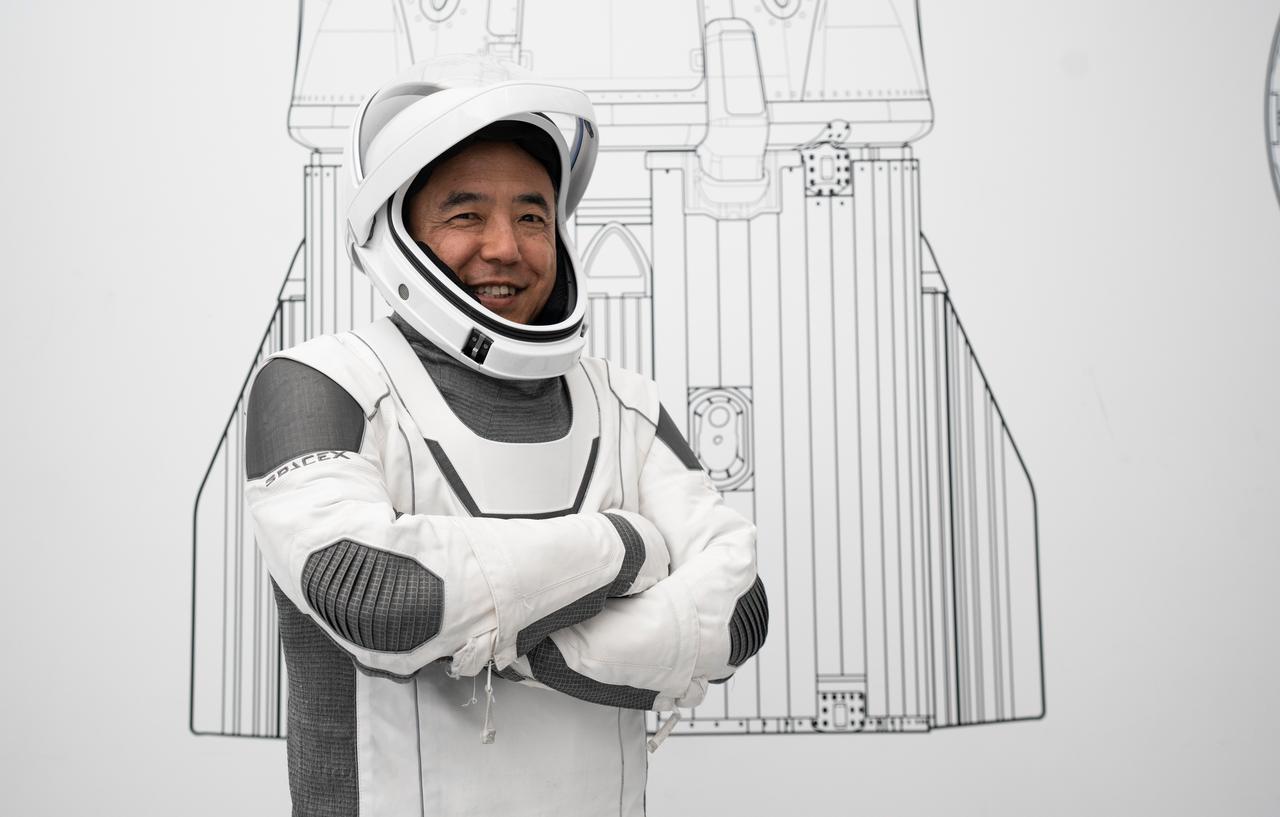 NASA's SpaceX Crew-7 crew participates in a training at SpaceX. Satoshi Furuwaka poses for a photo.  Imagery provided by SpaceX