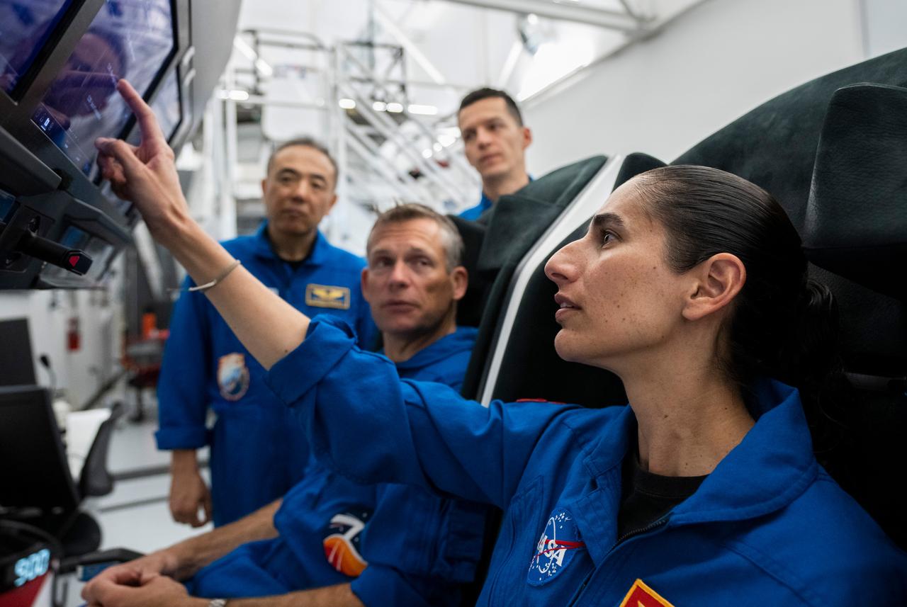 NASA's SpaceX Crew-7 in training at SpaceX in Hawthorne, California before their mission to the International Space Station. Imagery provided by SpaceX