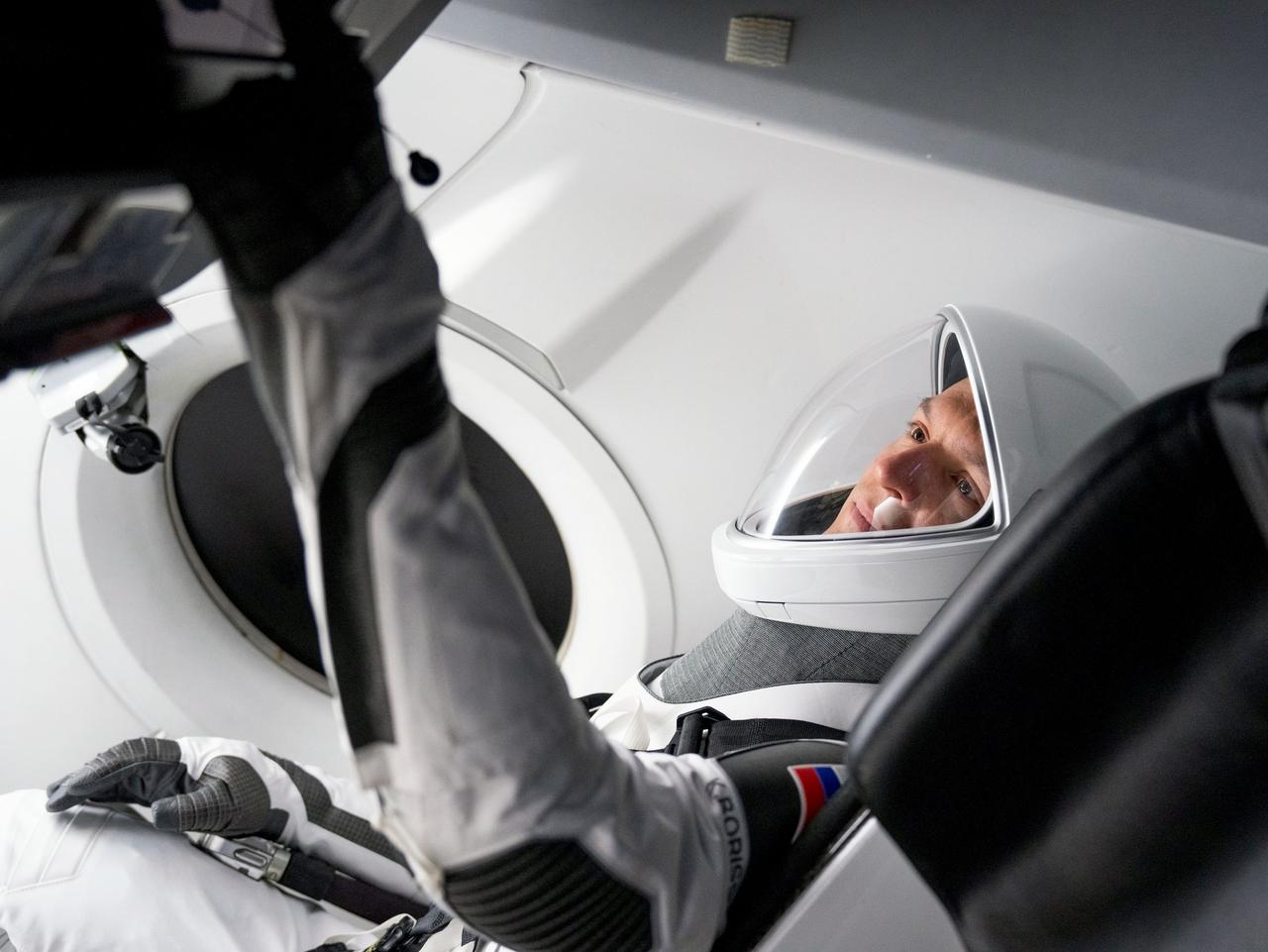 jsc2023e045327 - NASA's SpaceX Crew-7 mission specialist Konstantin Borisov is pictured training inside a Dragon mockup crew vehicle at the company's headquarters in Hawthorne, California. Credit: SpaceX