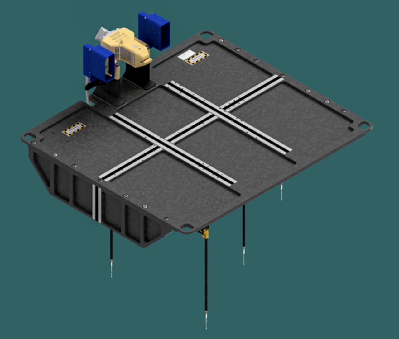 jsc2023e046374 (7/25/2023) --- Artistic rendering of the rear side of the Multi-Needle Langmuir Probe (m-NLP). The m-NLP measures plasma density in the ionosphere, where Earth's atmosphere meets the beginning of space. Researchers aim to study electrically charged particles and increase their understanding of how particle phenomena affects radio communications and global navigation satellite system (GNSS) signals. Image courtesy of the University of Oslo, Maren C. Lithun.