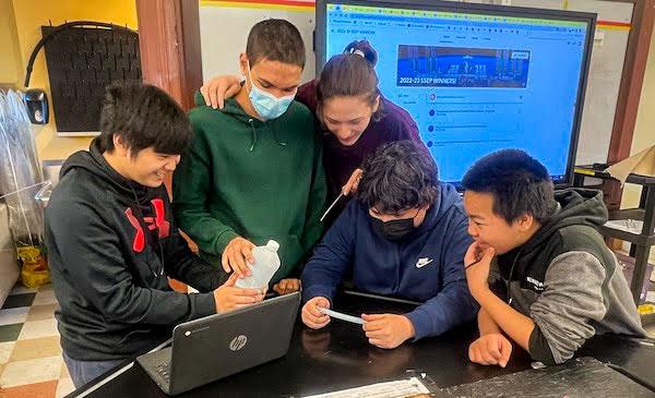 jsc2023e065181 (10/19/2023) --- Student researchers work on their experiment, which will be included in the Nanoracks-National Center for Earth and Space Science Education-Orbiter-Student Spaceflight Experiments Program Mission 17 to ISS (Nanoracks-NCESSE-Orbiter-SSEP).