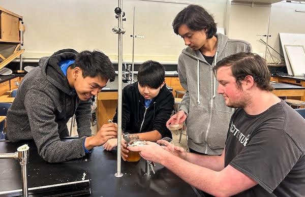 jsc2023e065193 (10/19/2023) --- Glendora High School’s M17 student researchers work on their Mushroom Leather Proposal experiment, which will be included in the Nanoracks-National Center for Earth and Space Science Education-Orbiter-Student Spaceflight Experiments Program Mission 17 to ISS (Nanoracks-NCESSE-Orbiter-SSEP).