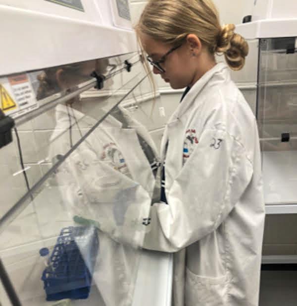 jsc2023e065208 (10/19/2023) --- Student researcher Collins works on their E. choli experiment, which will be included in the Nanoracks-National Center for Earth and Space Science Education-Orbiter-Student Spaceflight Experiments Program Mission 17 to ISS (Nanoracks-NCESSE-Orbiter-SSEP).